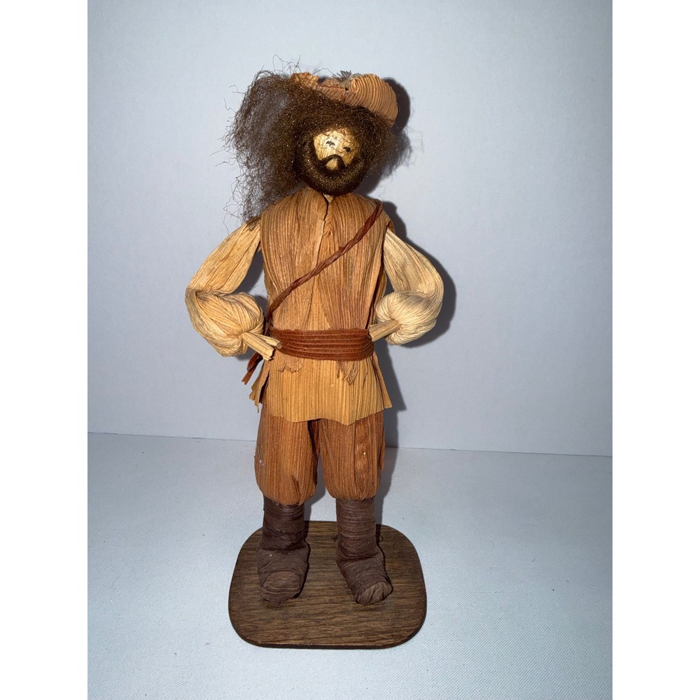 Vintage 1986 Signed Corn Husk Doll Mountain Man Pioneer Folk Art 9 Inch